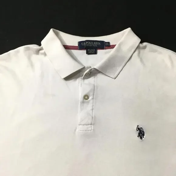 US Polo Assn Men Polo Shirt 2XL White Pique Short Sleeve - Picture 3 of 8